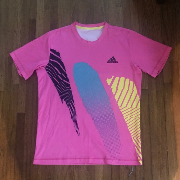 adidas Shirts Adidas Mens Tennis Shirt Neon Pink Tsitsipas Used M
